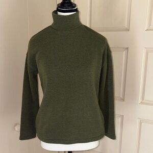 Madewell Olive Green button back Mock Neck Women's Sweater w/ pockets